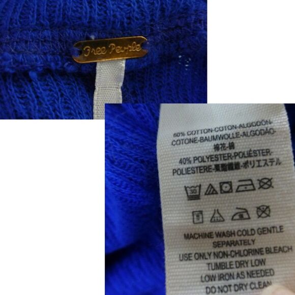 NWOT Free People Puffy Shoulder Long Sleeve Blue Top - Picture 6 of 9